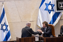Javier Milei y Benjamin Netanyahu en la Knesset de Jerusalén, Israel