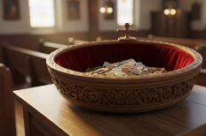 Recipiente de ofrendas en una iglesia