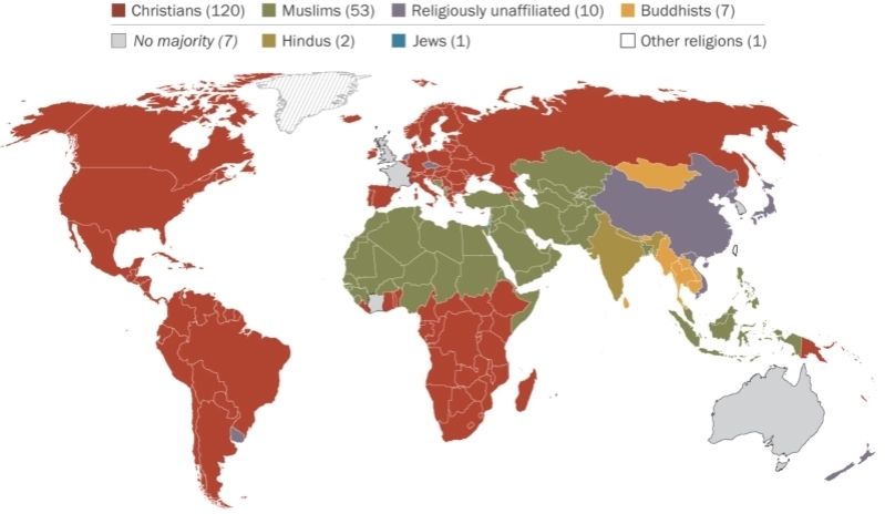 Mapa de religiones del mundo