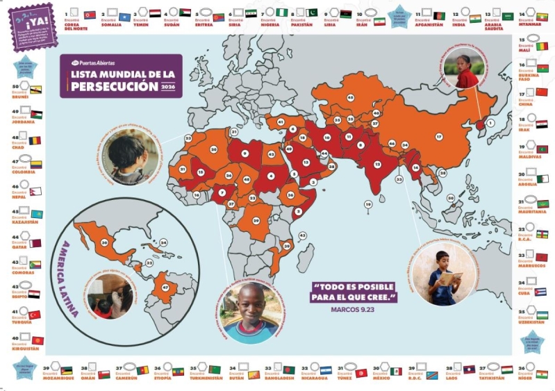 Mapa de la Lista Mundial de la Persecución 2026