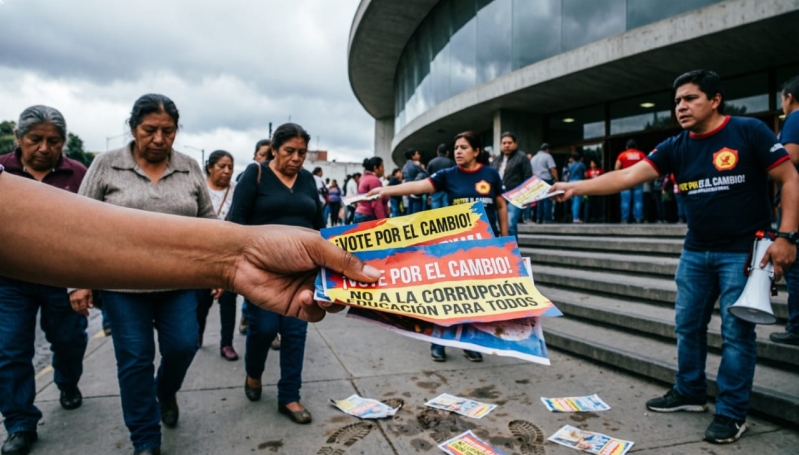 Repartiendo volantes en la calle