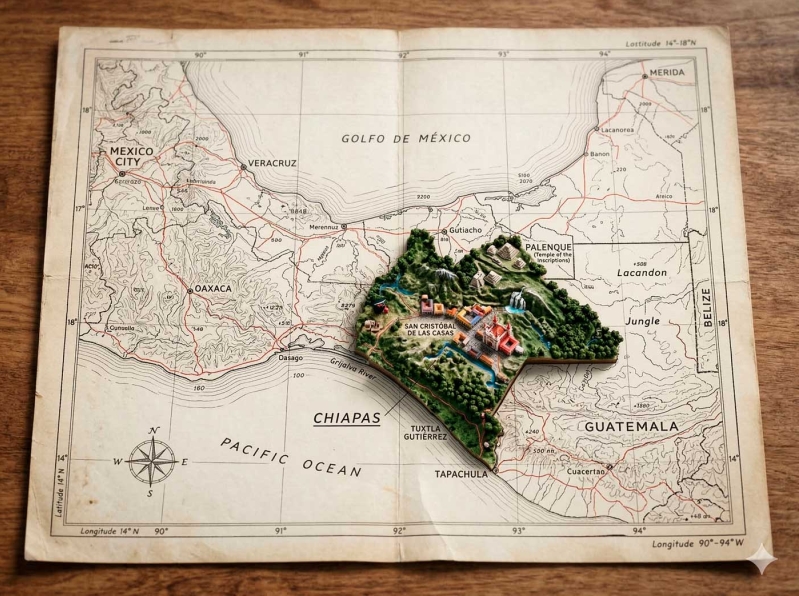 Mapa de Chipas, México