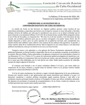 Comunicado oficial de la Convención Bautista de Cuba Occidental