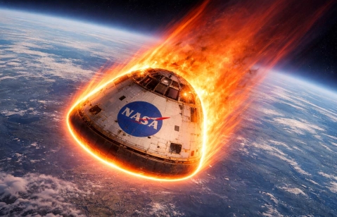 Reentrada de la nave Orion en llamas