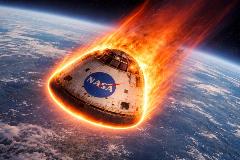 Reentrada de la nave Orion en llamas