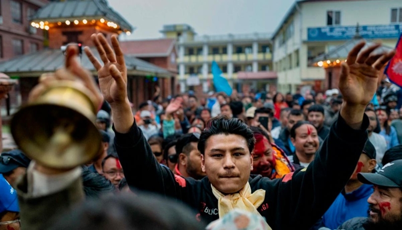 Partidarios del Partido Rastriya Swatantra de Nepal