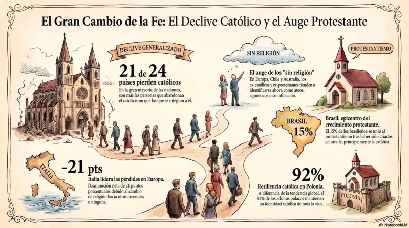 Estudio sobre religiones del Pew Research Center, infográfico