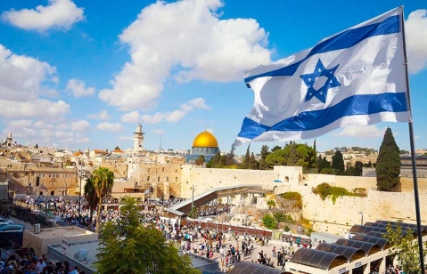 Jerusalén y bandera de Israel
