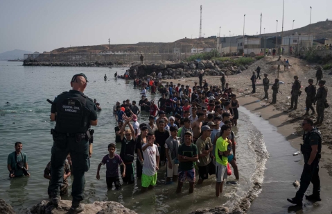 Migrantes marroquíes en Ceuta, España