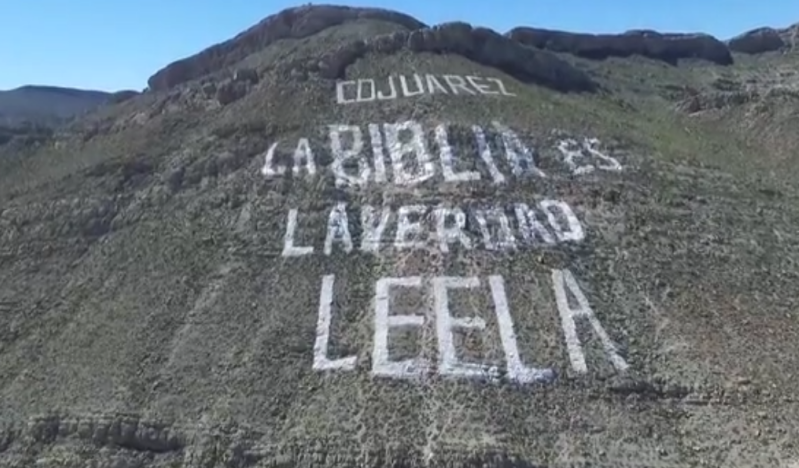 Restauran rótulo en el Cerro de la Biblia de Ciudad Juarez