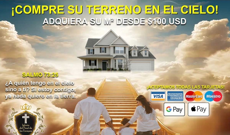 Una iglesia pretende vender terrenos… ¿en el cielo?