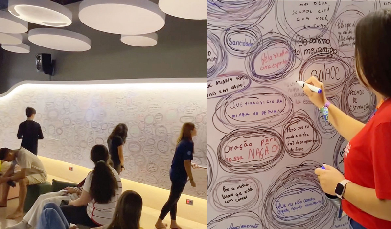 Una sala de oración revela el clamor silencioso de adolescentes en un encuentro cristiano en Brasil