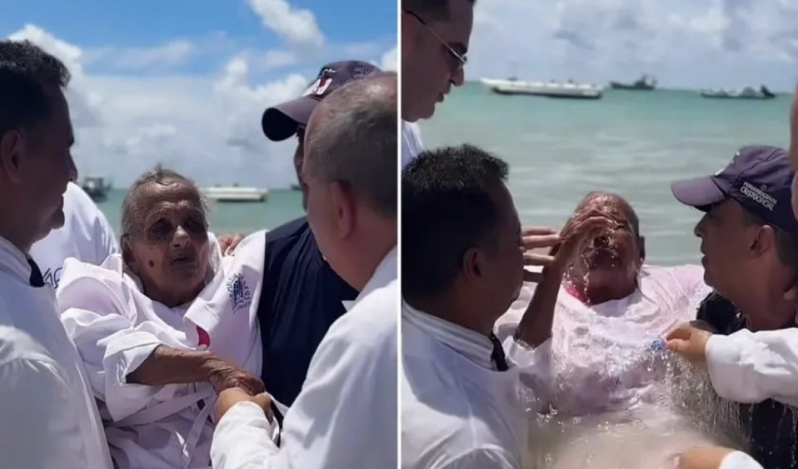 Una mujer de 101 años emociona al ser bautizada en Brasil