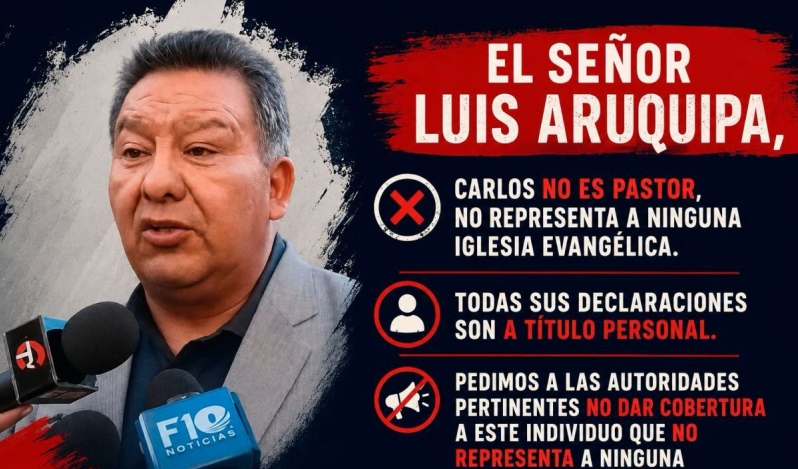 Organizaciones evangélicas de Bolivia aclaran que Luis Aruquipa no las representa